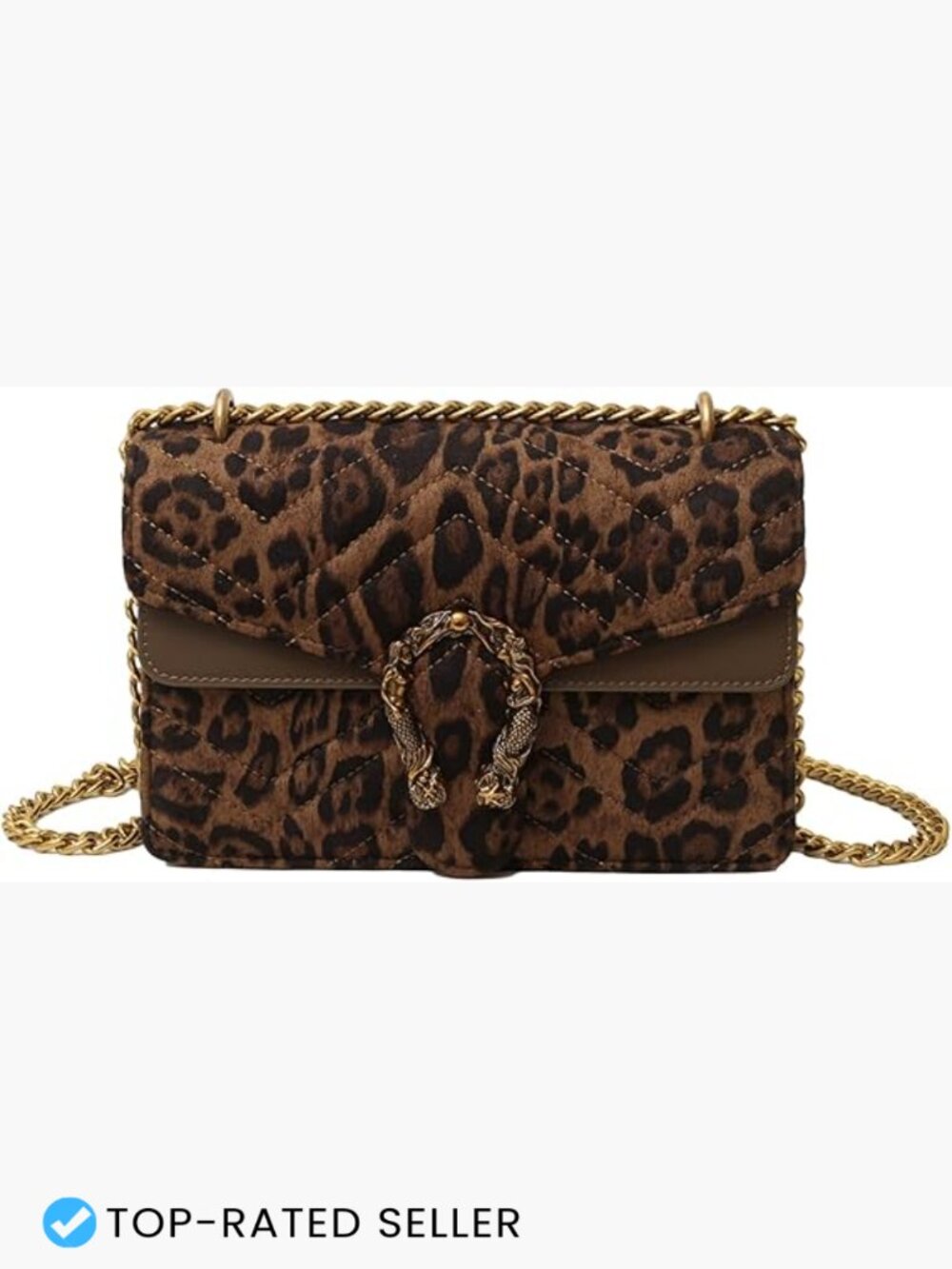 Snake Printed Crossbody Bag Faux Leather Chain Shoulder Purse Evening Clutch